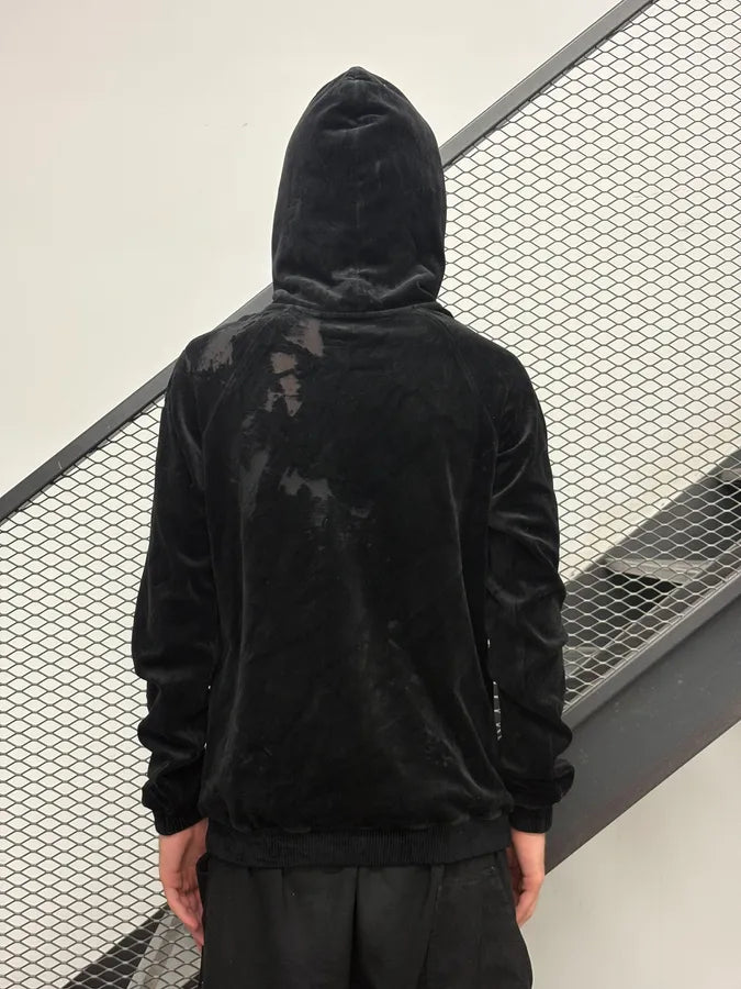 SS2019 Saint Laurent Black Irregular Velvet Hoodie amLVIdd 2