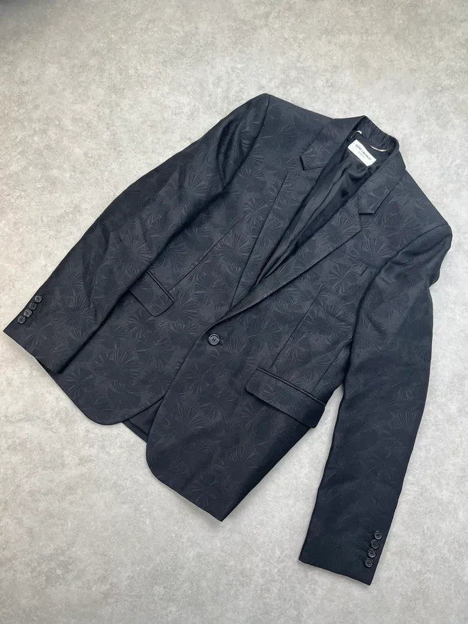 AW2020 Saint Laurent Black Flower Effect Blazer Jacket  PzOLQVW 6