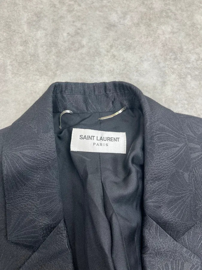 AW2020 Saint Laurent Black Flower Effect Blazer Jacket  PzOLQVW 8