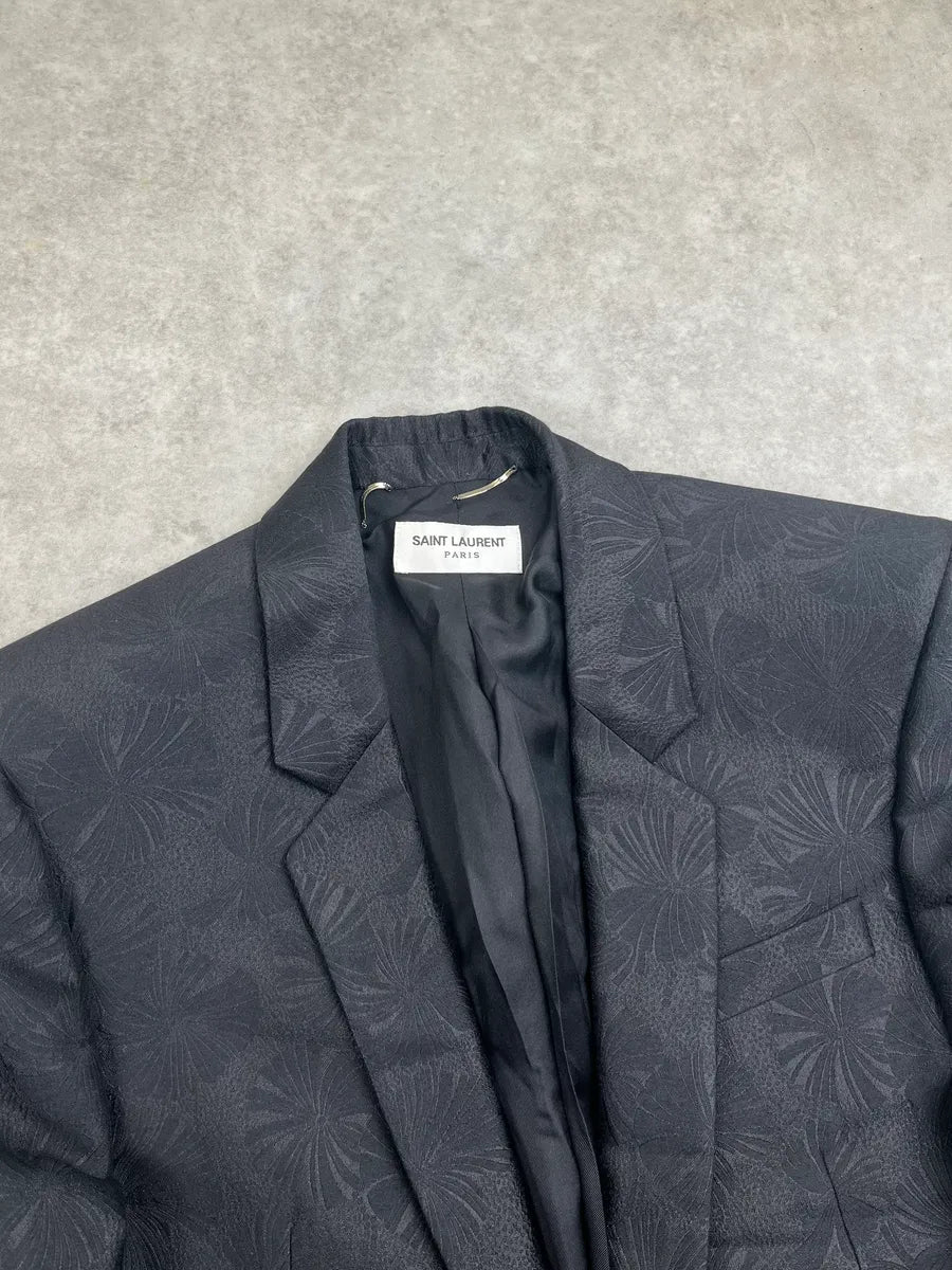 AW2020 Saint Laurent Black Flower Effect Blazer Jacket  PzOLQVW 4