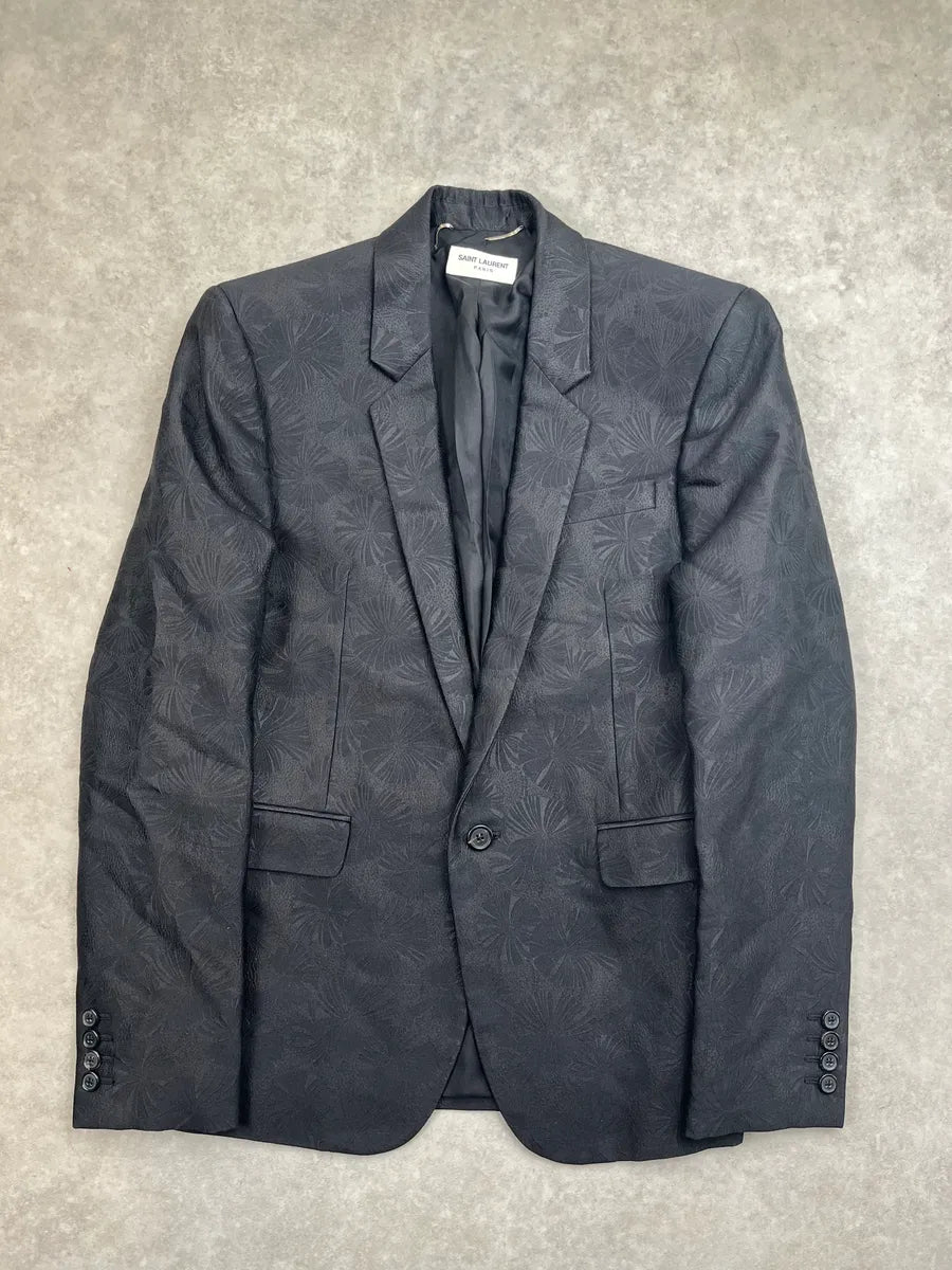 AW2020 Saint Laurent Black Flower Effect Blazer Jacket  PzOLQVW 0