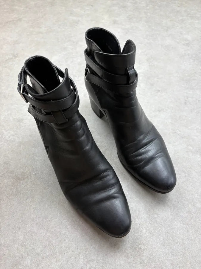 Saint Laurent Black Leather Strap Ankle Boots GPHCnhn 2