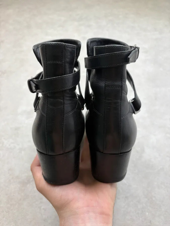 Saint Laurent Black Leather Strap Ankle Boots GPHCnhn 5