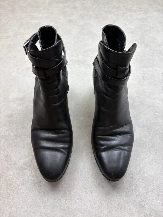 Saint Laurent Black Leather Strap Ankle Boots GPHCnhn 1