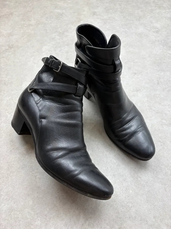 Saint Laurent Black Leather Strap Ankle Boots GPHCnhn 4