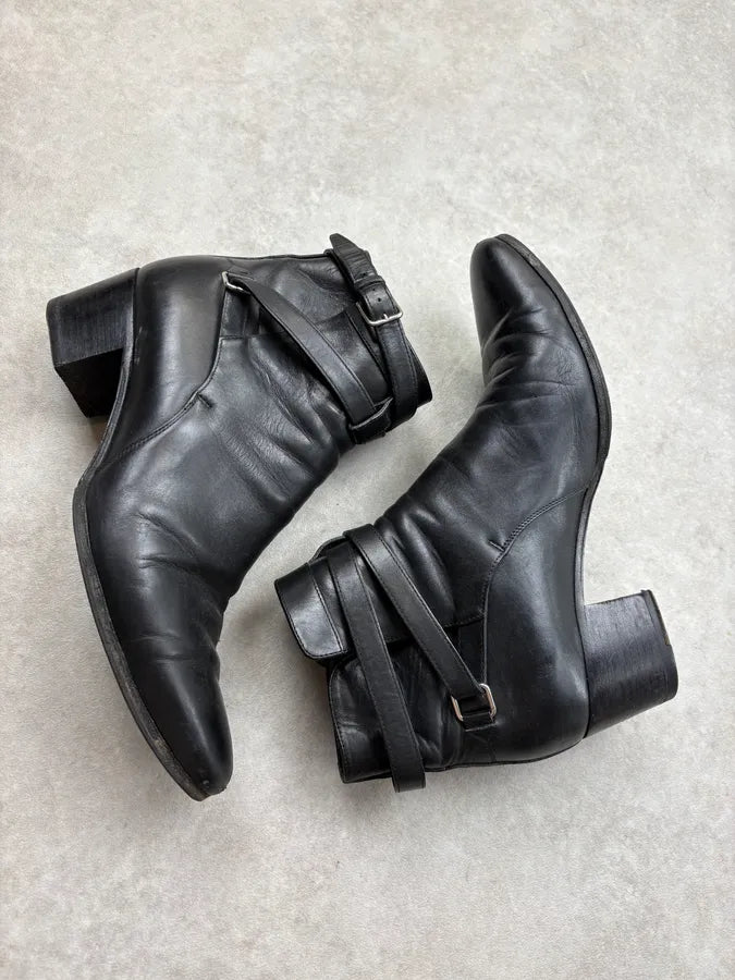 Saint Laurent Black Leather Strap Ankle Boots GPHCnhn 6