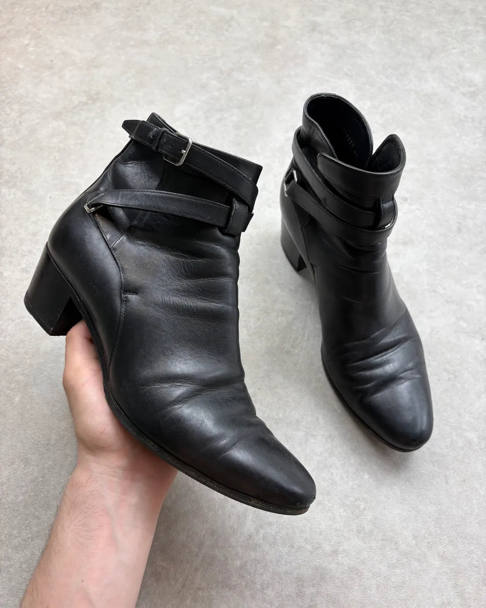 Saint Laurent Black Leather Strap Ankle Boots GPHCnhn 0