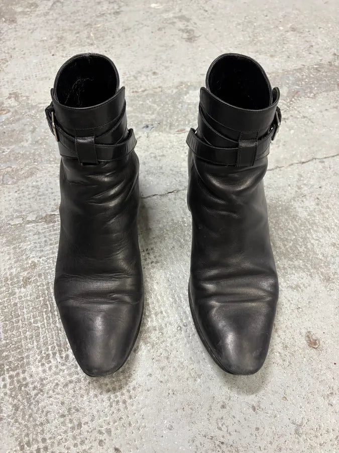 Saint Laurent Black Leather Ankle Buckle Boots xWRzfdR 1