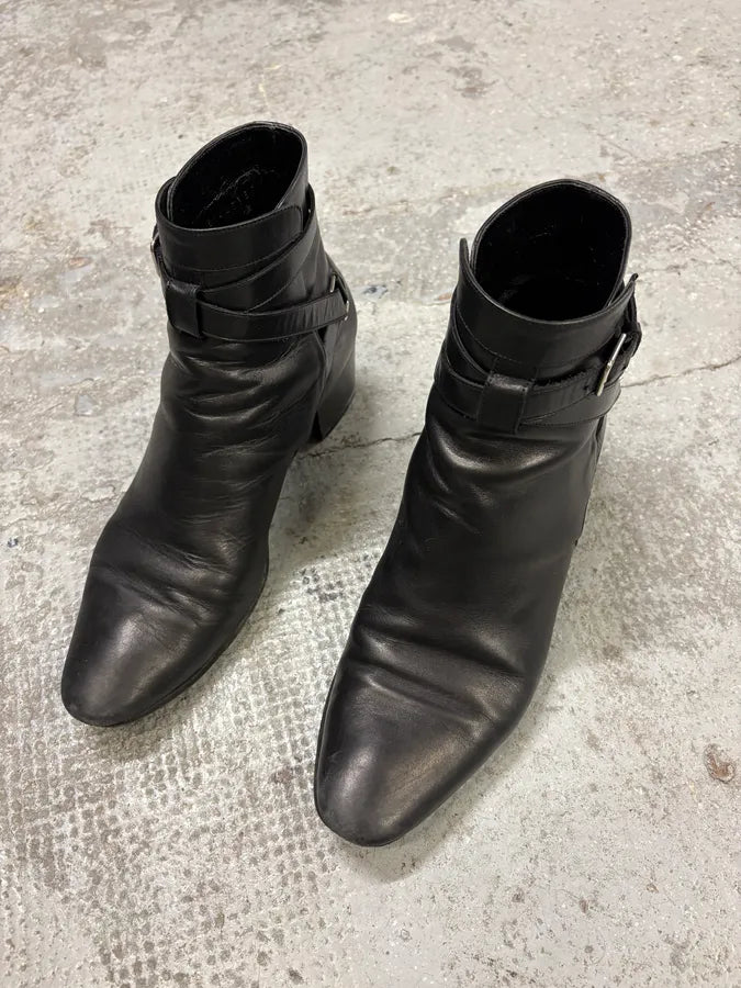 Saint Laurent Black Leather Ankle Buckle Boots xWRzfdR 2