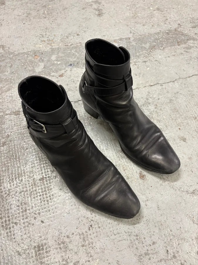 Saint Laurent Black Leather Ankle Buckle Boots xWRzfdR 3