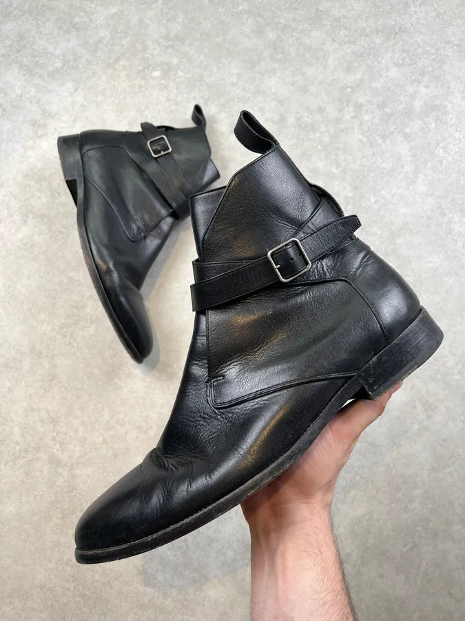 Saint Laurent Black Leather Ankle Buckle Boots jirlvvL 0