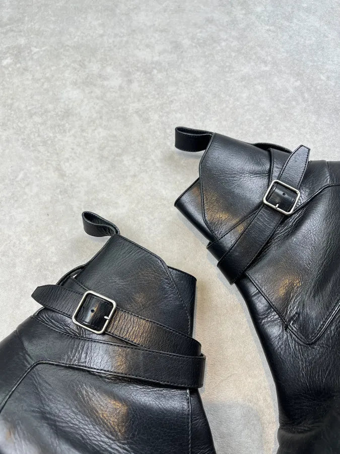 Saint Laurent Black Leather Ankle Buckle Boots jirlvvL 3
