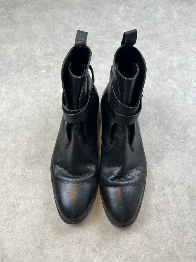 Saint Laurent Black Leather Ankle Buckle Boots jirlvvL 4