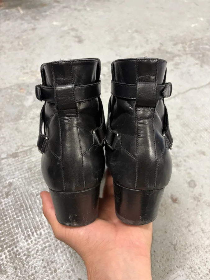 Saint Laurent Black Leather Ankle Buckle Boots xWRzfdR 6