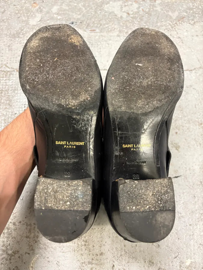 Saint Laurent Black Leather Ankle Buckle Boots xWRzfdR 7