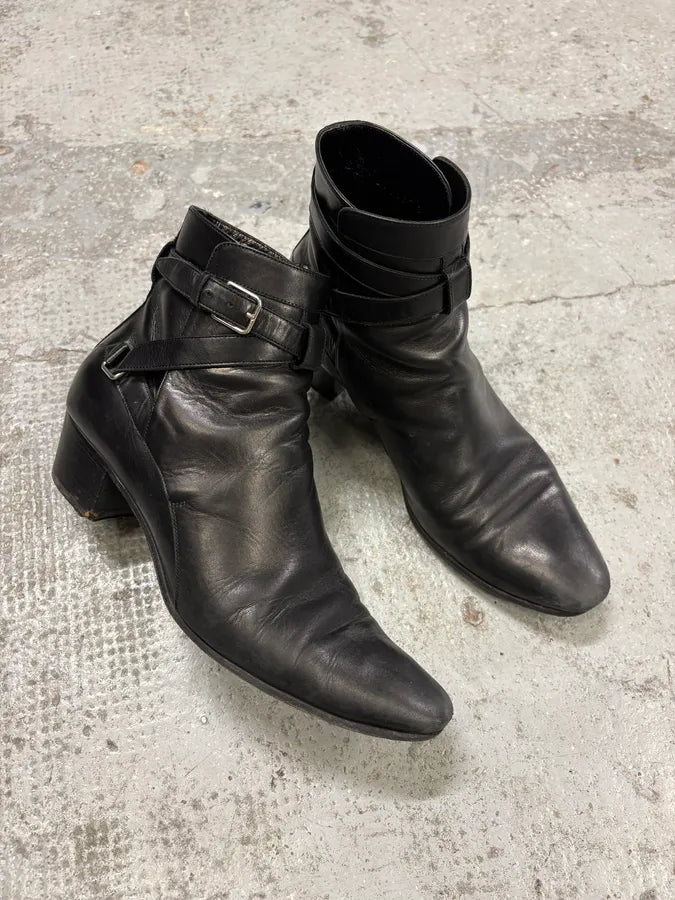 Saint Laurent Black Leather Ankle Buckle Boots xWRzfdR 4