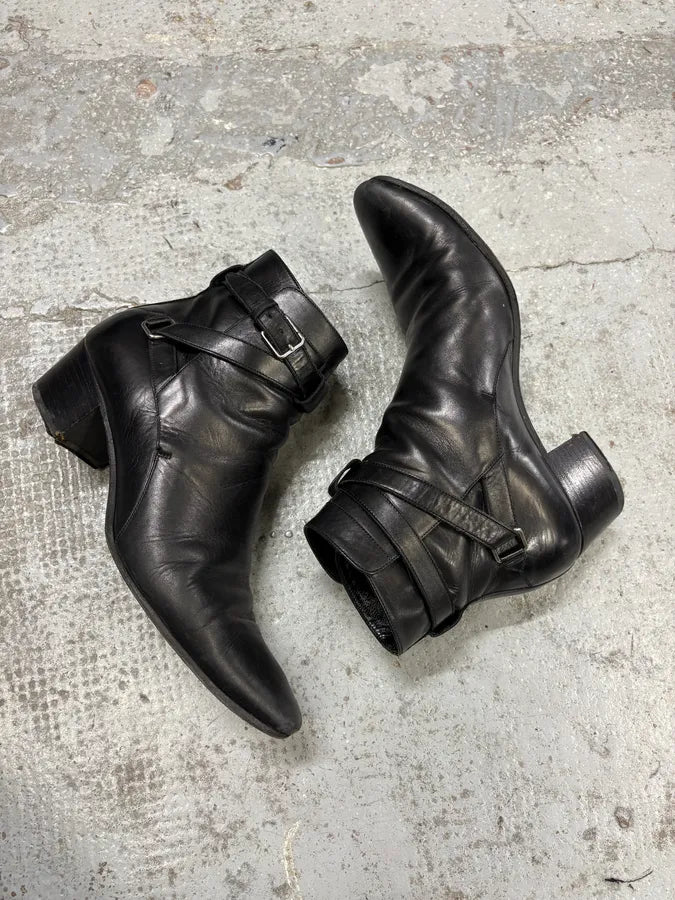 Saint Laurent Black Leather Ankle Buckle Boots xWRzfdR 5