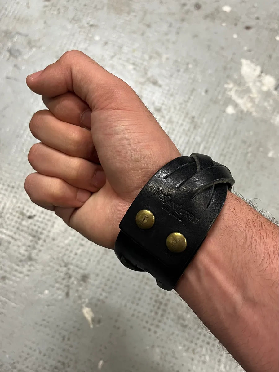 Saint Laurent Black Leather Bracelet bMTOdAI 1