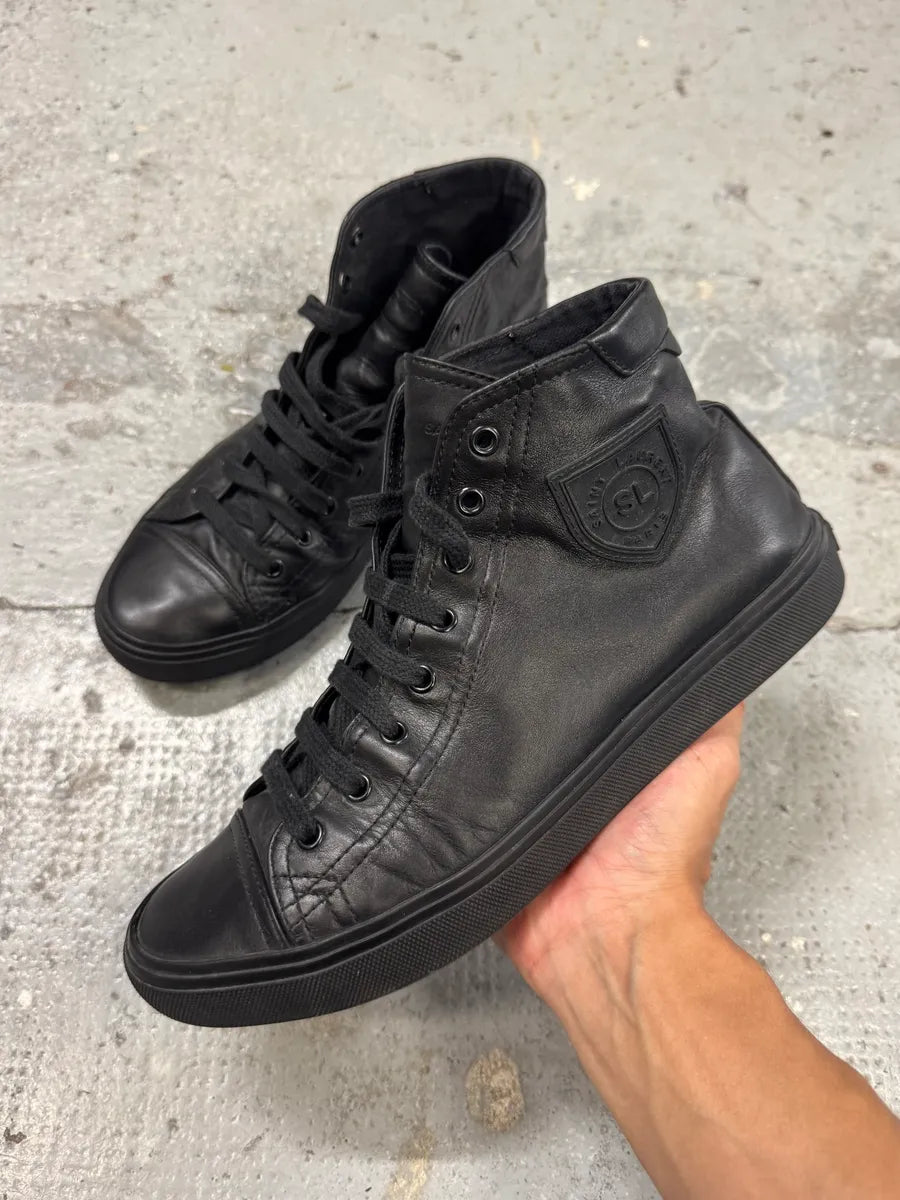 Saint Laurent Black Leather High Top Sneakers QQLUNbo 0