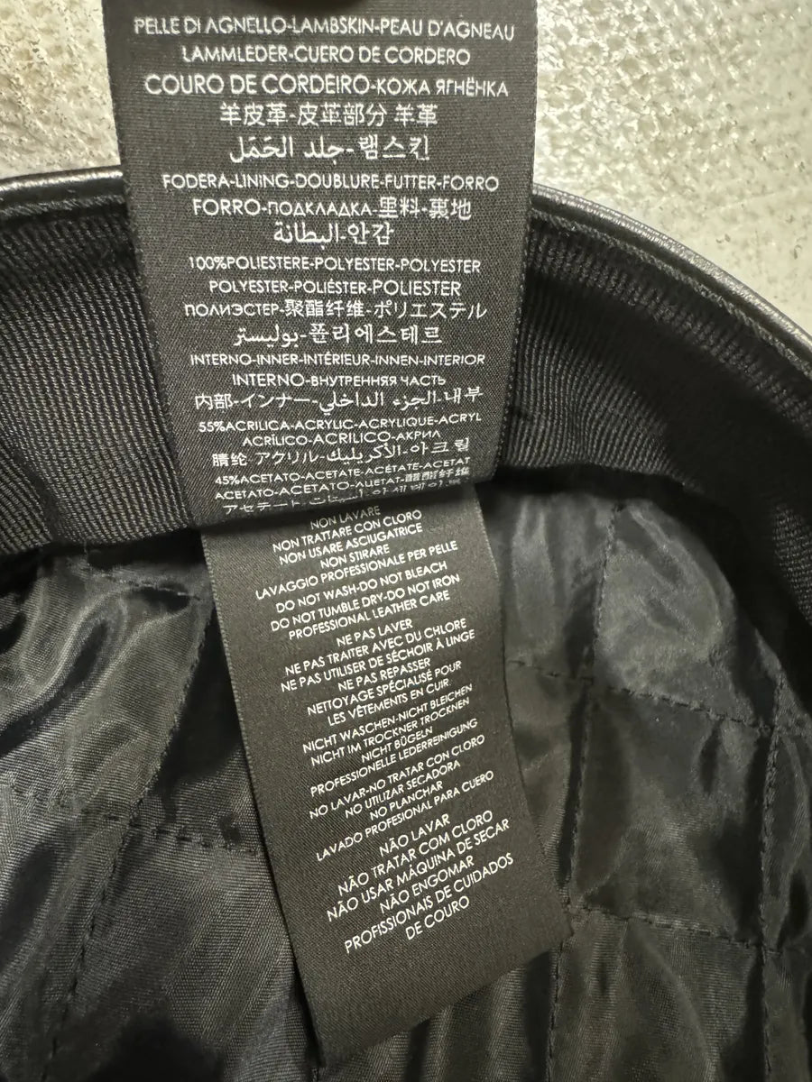 Saint Laurent Black Leather Newsboy Cap AINlPEO 11