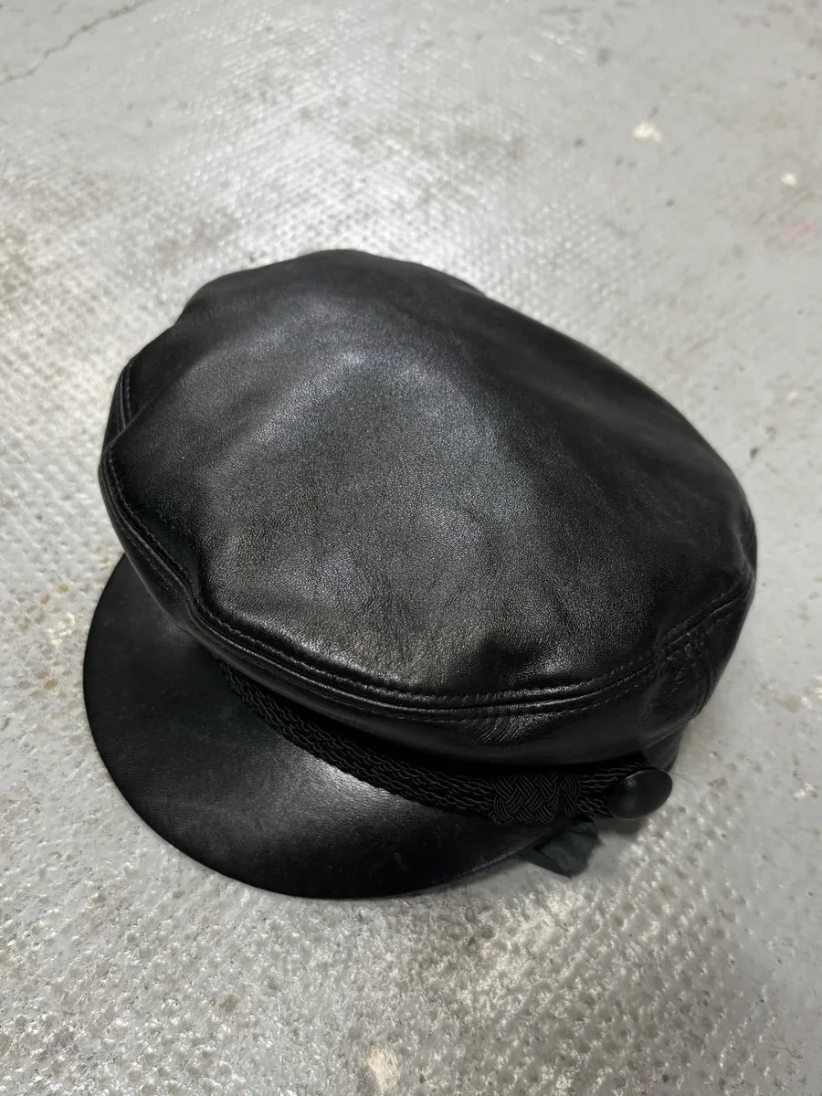 Saint Laurent Black Leather Newsboy Cap – Dolce Vita Hub