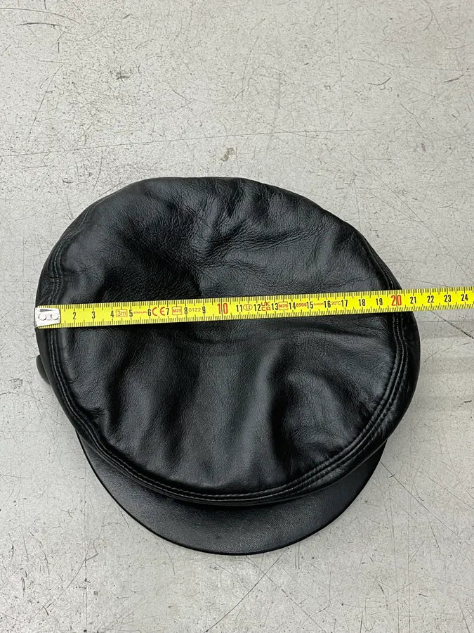 Saint Laurent Black Leather Officer Cap RCJehZW 12