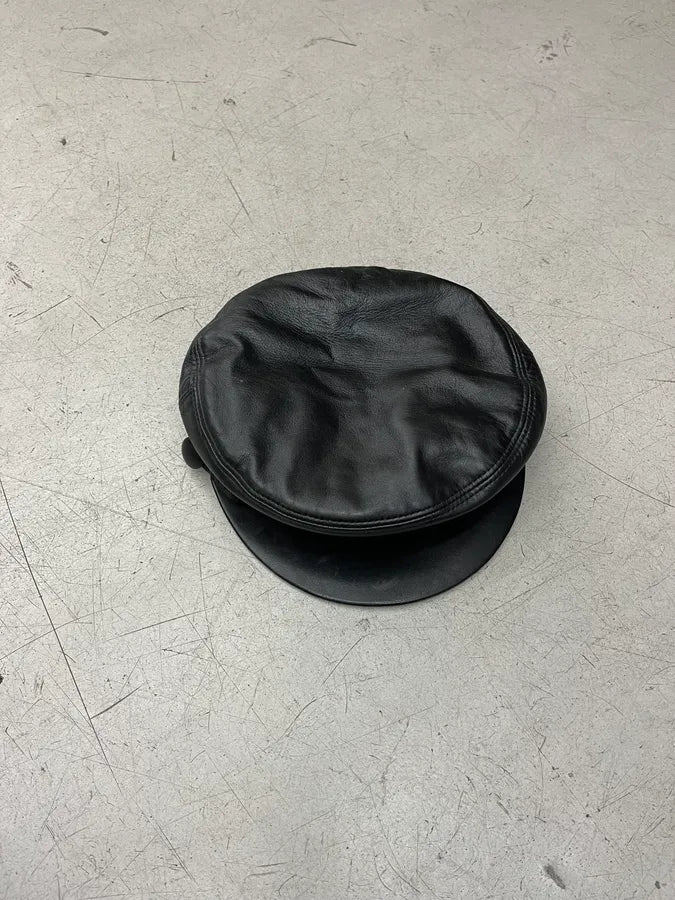 Saint Laurent Black Leather Officer Cap RCJehZW 4