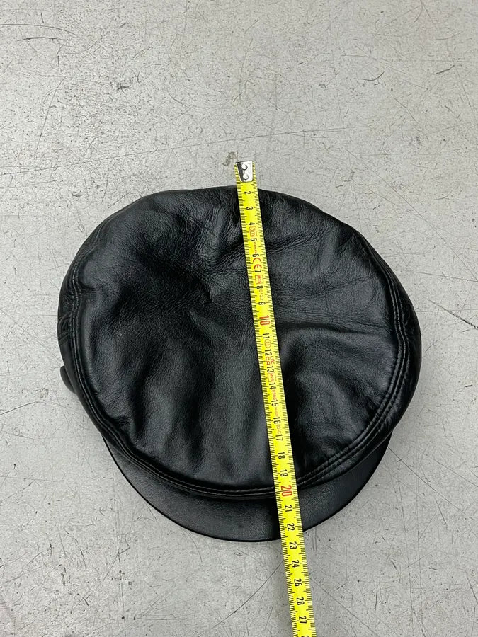 Saint Laurent Black Leather Officer Cap RCJehZW 11