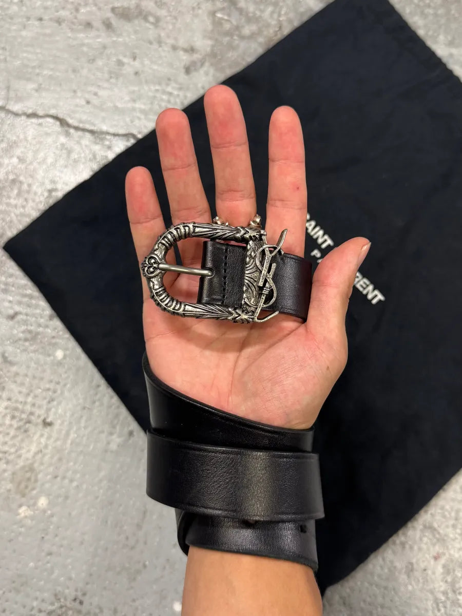 Saint Laurent Black Leather Premium Buckle Belt wjWOlmD 2