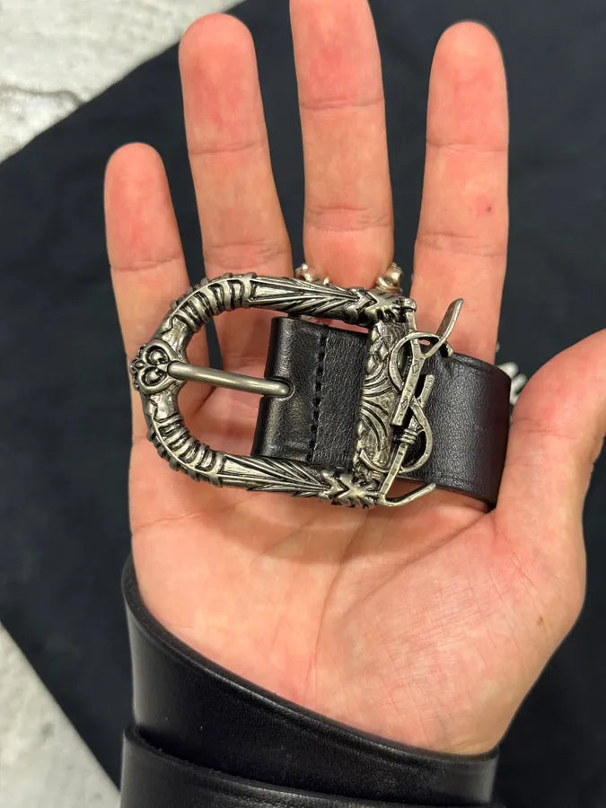 Saint Laurent Black Leather Premium Buckle Belt wjWOlmD 5