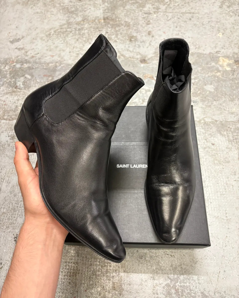 Saint Laurent Black Leather Rock Boots PWmnfbD 0