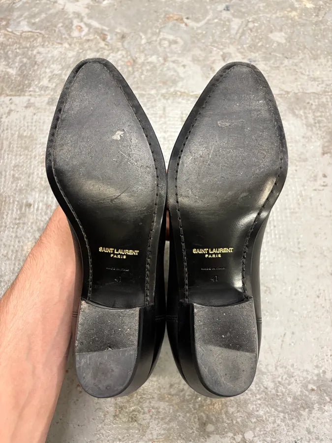 Saint Laurent Black Leather Rock Boots PWmnfbD 6