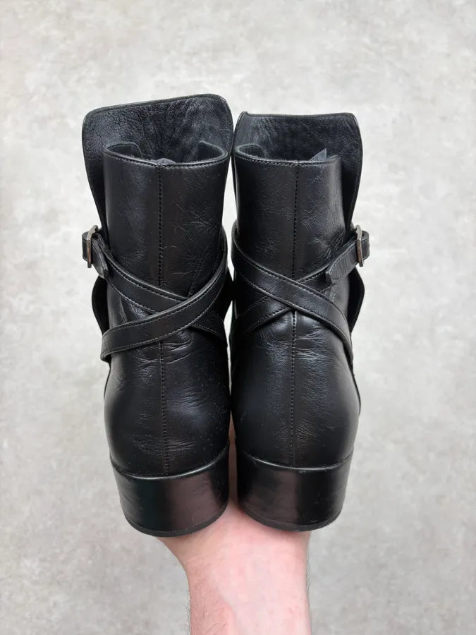 Saint Laurent Black Leather Studded Ankle Boots bUneNOB 6