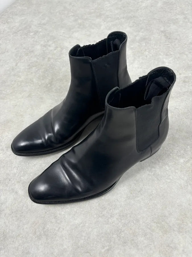 Saint Laurent Black Leather Wyatt Chelsea Boots WEIsjnM 3