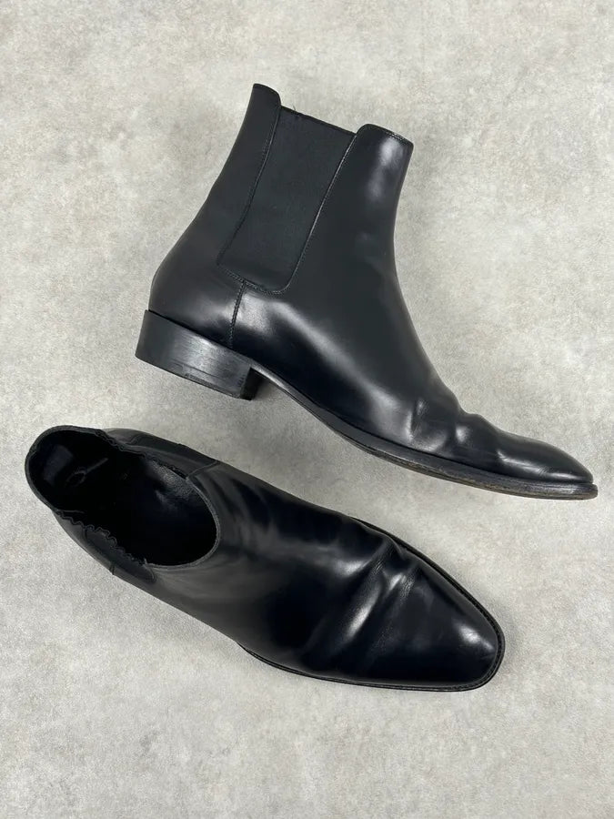 Saint Laurent Black Leather Wyatt Chelsea Boots WEIsjnM 9