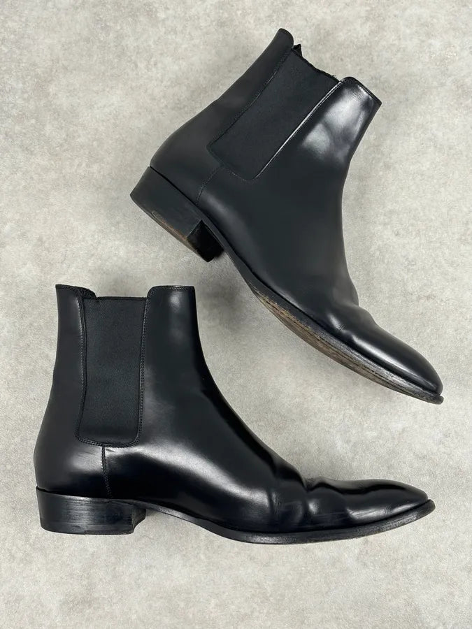 Saint Laurent Black Leather Wyatt Chelsea Boots WEIsjnM 5