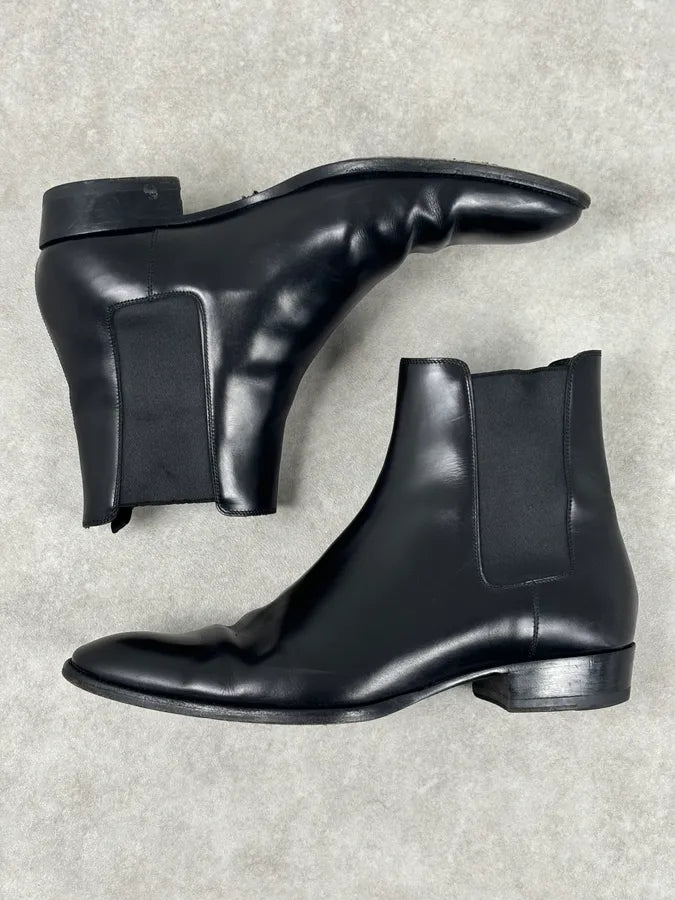 Saint Laurent Black Leather Wyatt Chelsea Boots WEIsjnM 6
