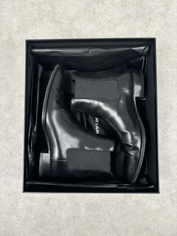 Saint Laurent Black Leather Wyatt Chelsea Boots WEIsjnM 16