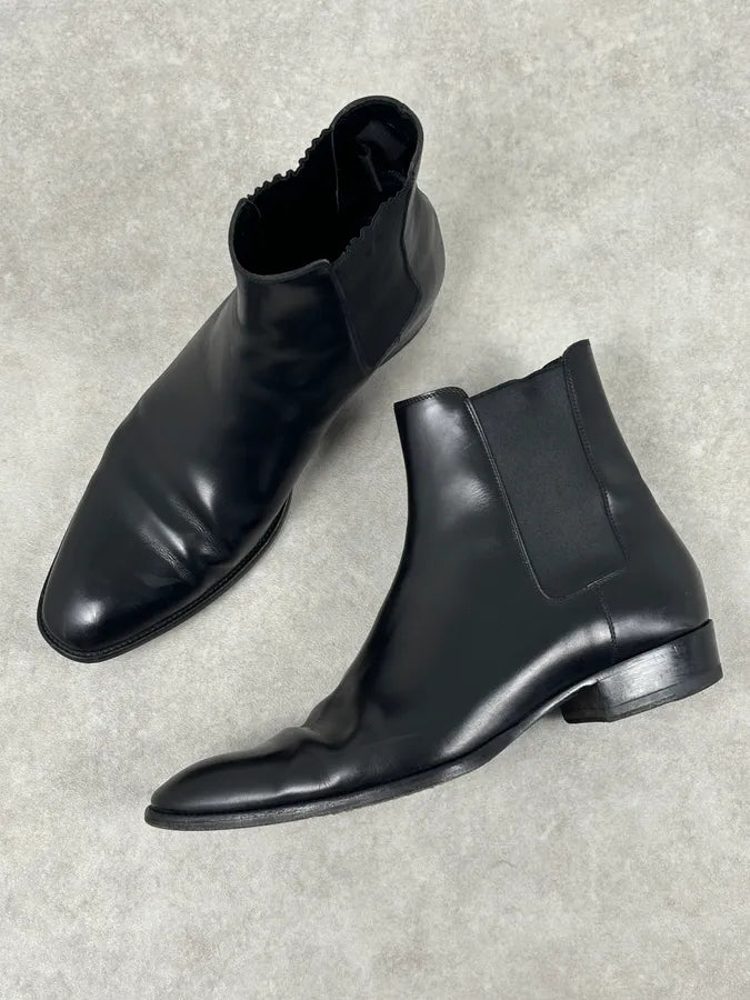 Saint Laurent Black Leather Wyatt Chelsea Boots WEIsjnM 7