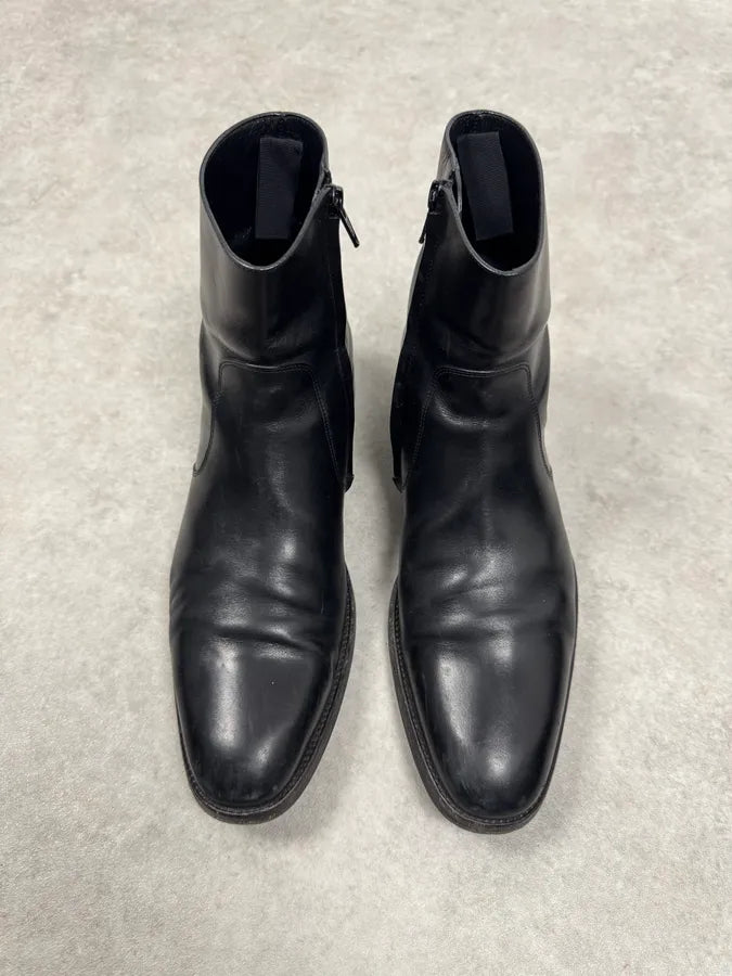 Saint Laurent Black Leather Zip Boots ZkFnBuZ 1