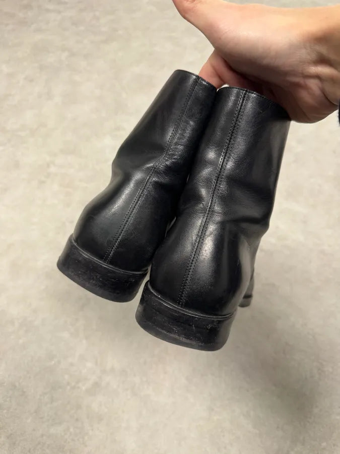 Saint Laurent Black Leather Zip Boots ZkFnBuZ 2