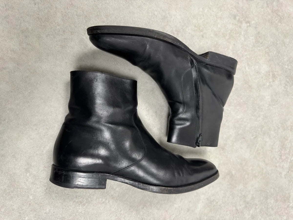 Saint Laurent Black Leather Zip Boots ZkFnBuZ 4
