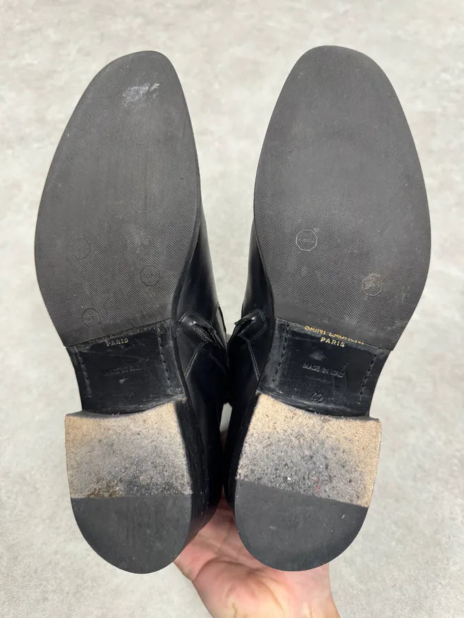 Saint Laurent Black Leather Zip Boots ZkFnBuZ 6