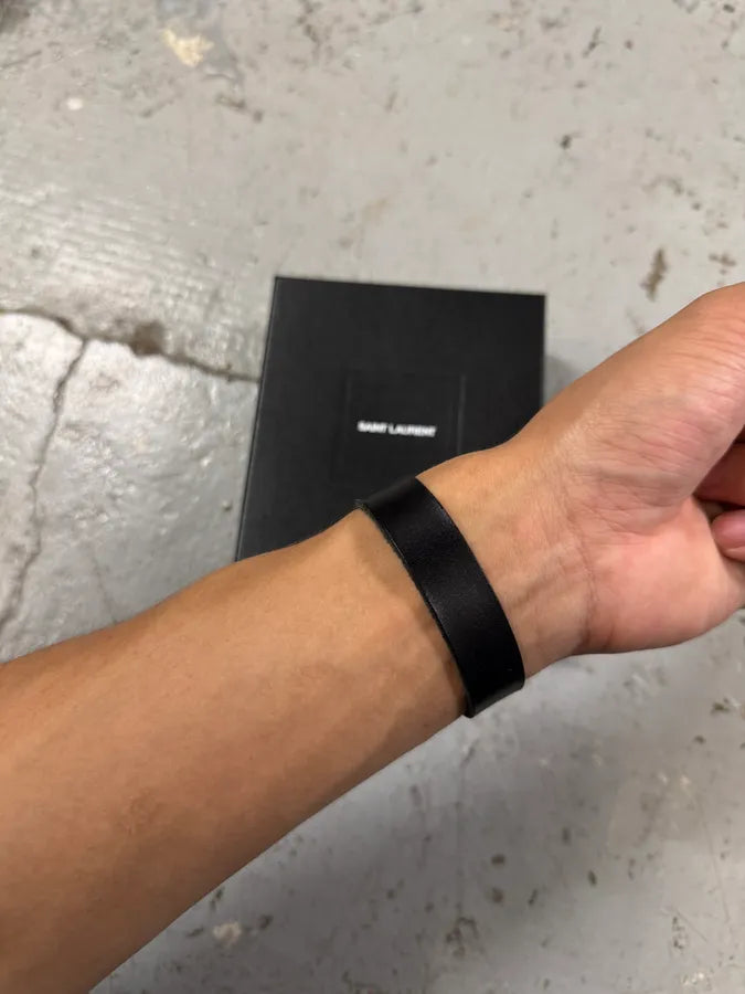 Saint Laurent Black Metal Buckle Leather Bracelet pHlEjiq 3
