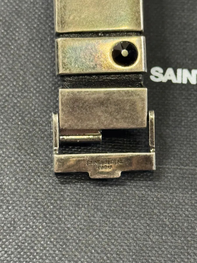 Saint Laurent Black Metal Buckle Leather Bracelet pHlEjiq 7