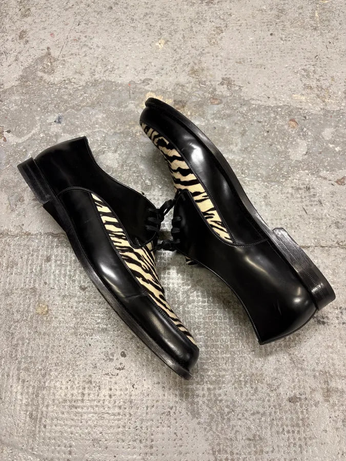 Saint Laurent Black Pony Hair Zebra Leather Shoes FvbusJo 5