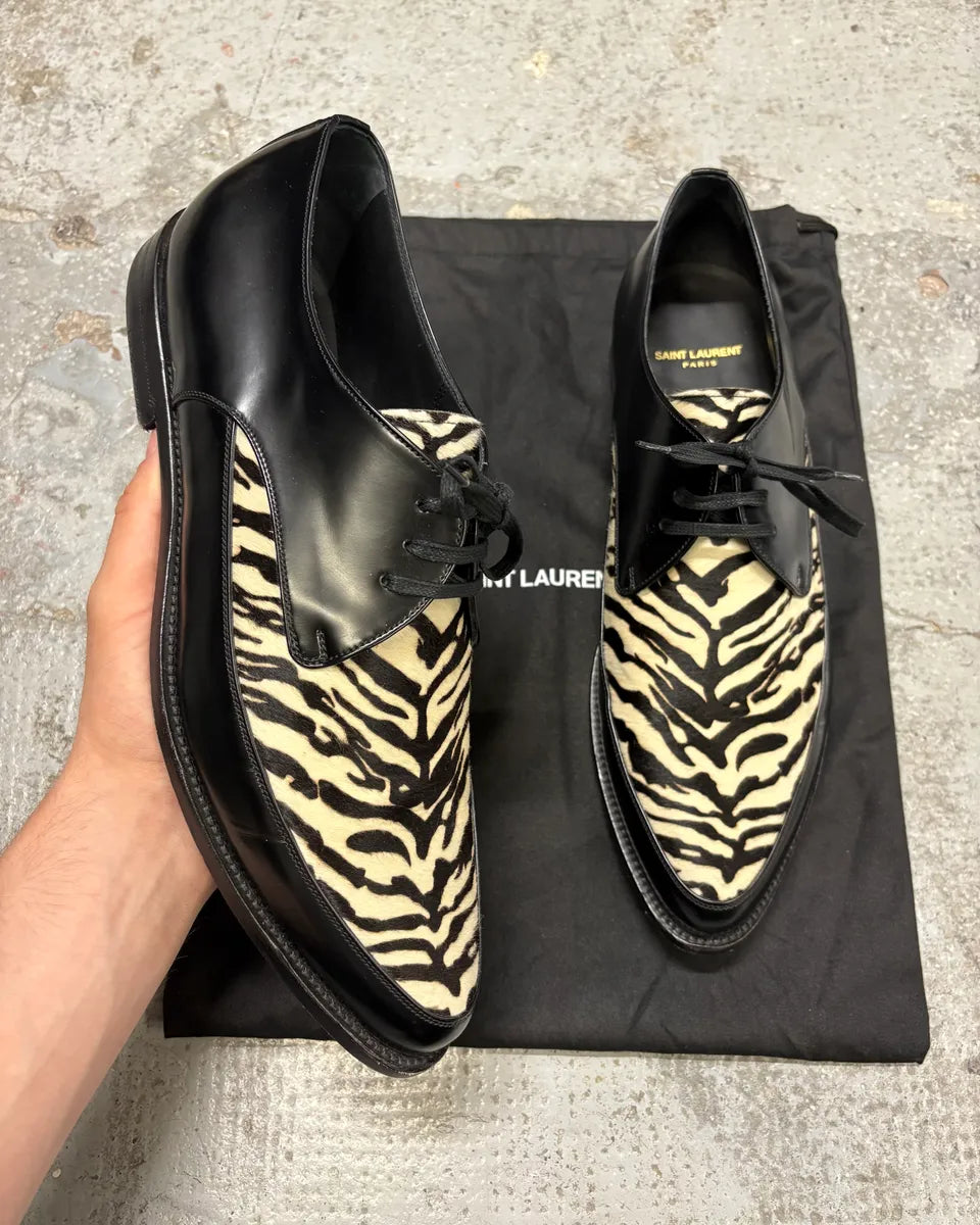Saint Laurent Black Pony Hair Zebra Leather Shoes FvbusJo 0