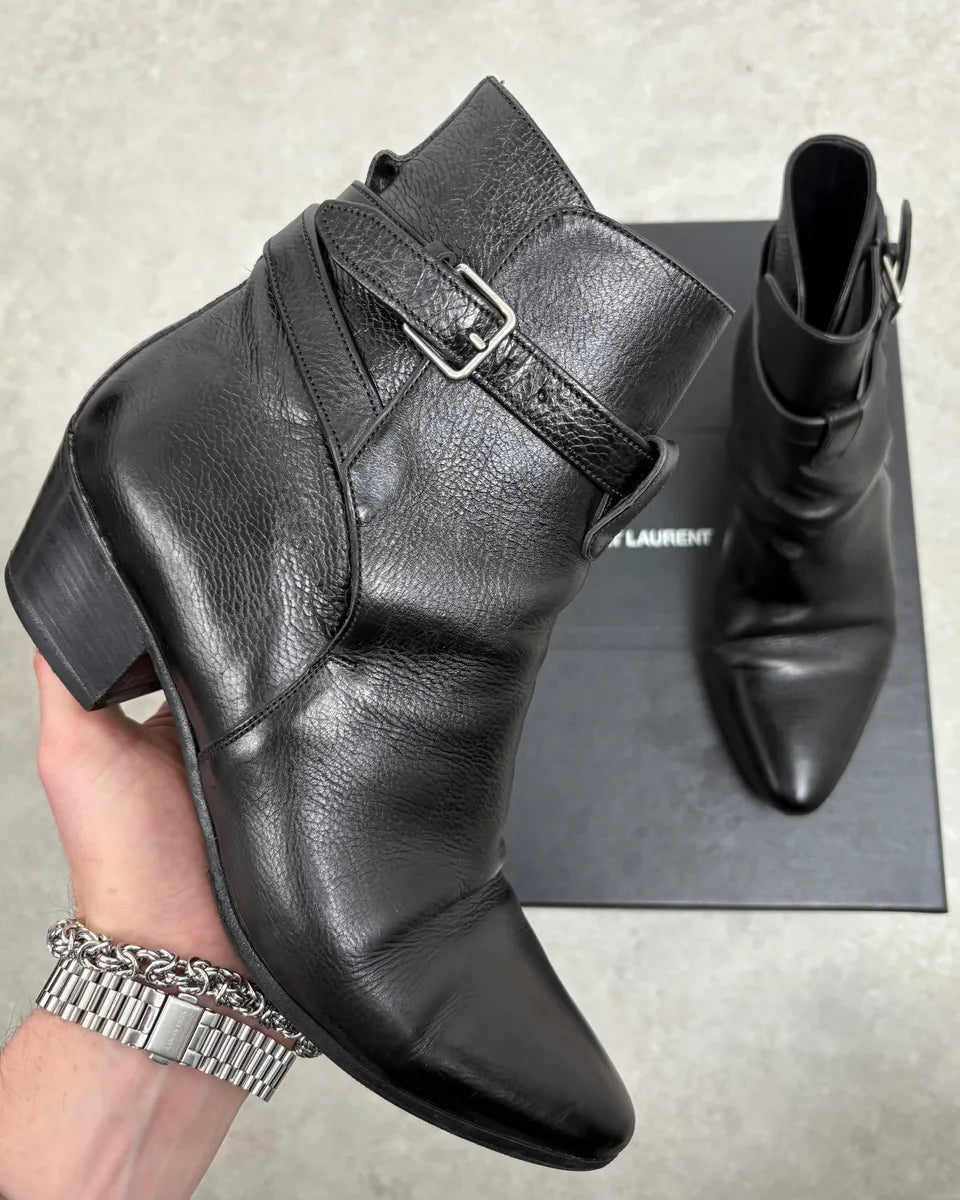 Saint Laurent Black Rock Leather Ankle Boots avxUdfo 0