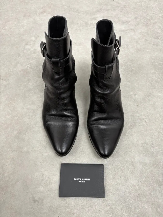 Saint Laurent Black Rock Leather Ankle Boots avxUdfo 1