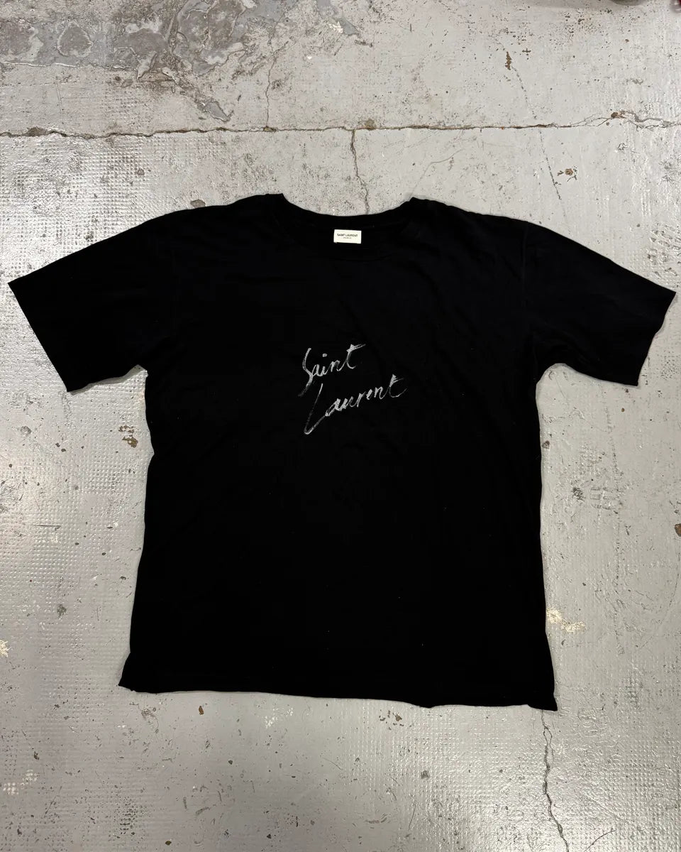 Saint Laurent Black Signature Logo T-Shirt lcqTqyt 0